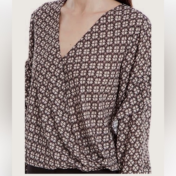 Max Studio Floral Ruffle Sleeve Faux Wrap Blouse - Picture 8 of 10